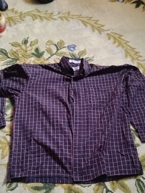 bill blass Dark Purple Windowpane Button-Down Shirt